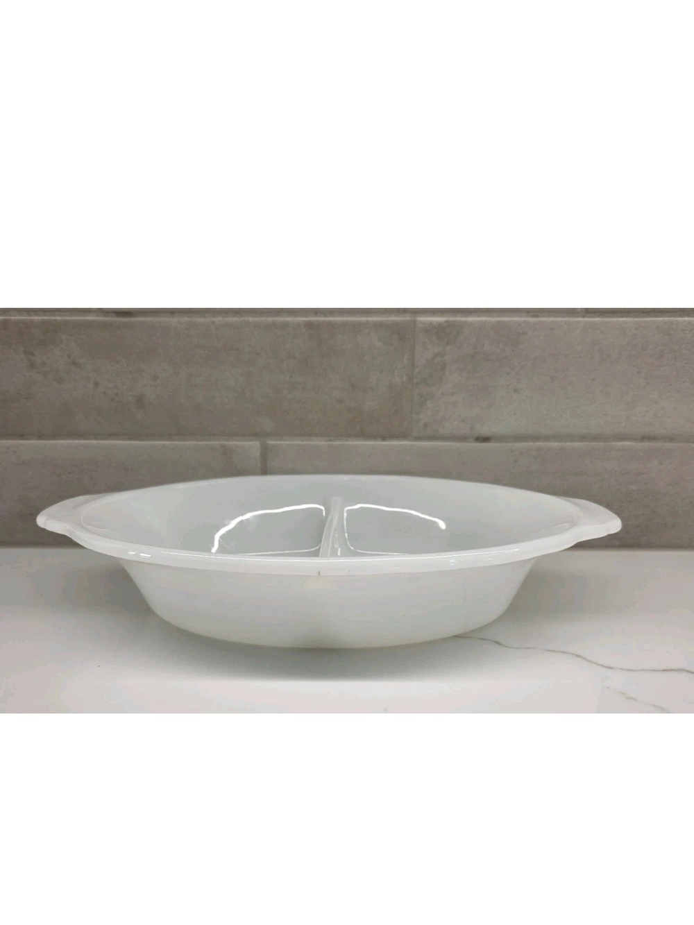 Vintage FIRE KING #468 WHITE Divided CASSEROLE Split Oval Baking Dish